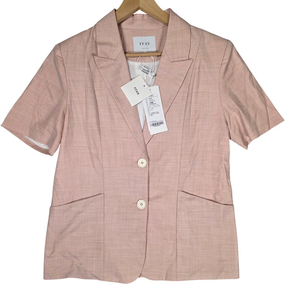 FFAN Short Sleeve Single Breasted Work Suit Jacket Women M Blush Pink NEW Office
